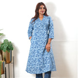 Indigo angrakha cotton co-ords set