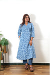 Indigo angrakha cotton co-ords set