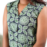 Navy and green shirt cotton co-ords set(attached sleeves)