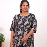 Black paisley plus cotton A-line kurti