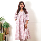 Mauve V neck  cotton co-ords set