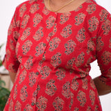 Crimson ajrakh plus cotton A-line kurti