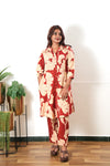 Red cotton shirt co-ords set