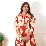 Red cotton shirt co-ords set