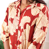Red cotton shirt co-ords set