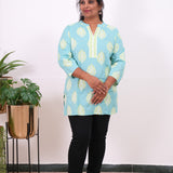 Sky blue plus cotton short kurti
