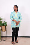 Sky blue plus cotton short kurti