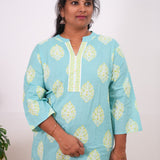 Sky blue plus cotton short kurti