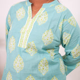 Sky blue plus cotton short kurti