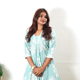 Turquoise V neck  cotton co-ords set