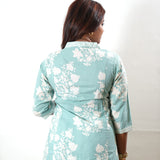 Turquoise V neck  cotton co-ords set