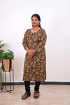 Brown floral plus cotton kurti