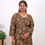 Brown floral plus cotton kurti