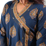 Indigo butta angrakha cotton co-ords set