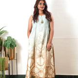 Powder blue gradient mul cotton co-ords set(attached sleeves)