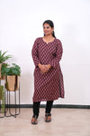 Maroon plus cotton kurti