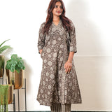 Khaki angrakha cotton co-ords set