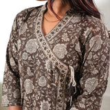 Khaki angrakha cotton co-ords set