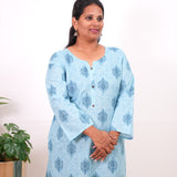 Baby blue plus cotton kurti