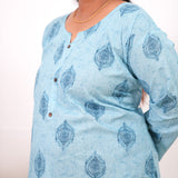 Baby blue plus cotton kurti