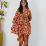 Brick red floral cotton Comfies