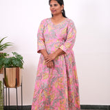 Hot pink A-line plus cotton kurti