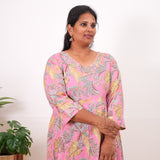 Hot pink A-line plus cotton kurti
