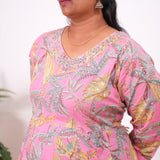 Hot pink A-line plus cotton kurti