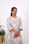 Blue roses A-line plus cotton kurti