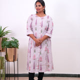 Lavender A-line plus cotton kurti