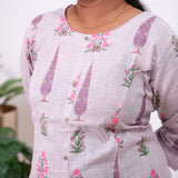 Lavender A-line plus cotton kurti