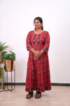 Red ajrakh plus long gown