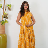 Butterscotch button down cotton shirt dress(attached sleeves)
