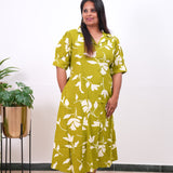 Lime green plus cotton shirt dress