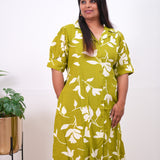 Lime green plus cotton shirt dress