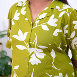 Lime green plus cotton shirt dress