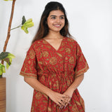Red pure cotton kaftan