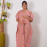 Peach paisley maternity nursing kaftan