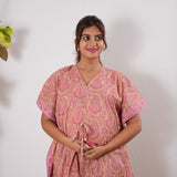 Peach paisley maternity nursing kaftan