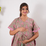 Sea green maternity nursing kaftan