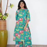 Turquoise lillies cotton co-ords set