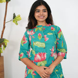 Turquoise lillies cotton co-ords set