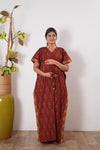 Rust orange geometric cotton maternity nursing kaftan