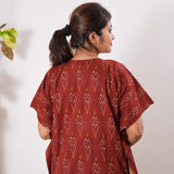 Rust orange geometric cotton maternity nursing kaftan