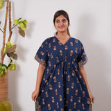 Midnight blue butta cotton kaftan