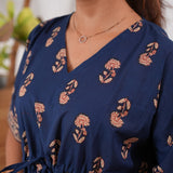 Midnight blue butta cotton kaftan