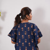 Midnight blue butta cotton kaftan