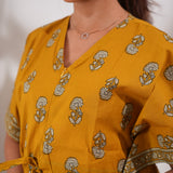 Turmeric cotton maternity nursing kaftan