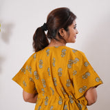 Turmeric cotton maternity nursing kaftan