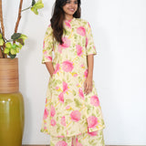 Beige roses cotton co-ords set